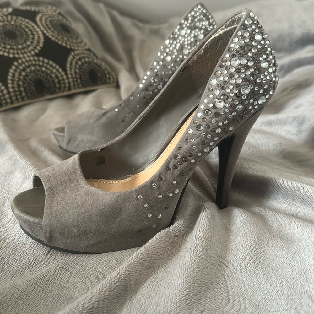Jessica Simpson suede gem heels
